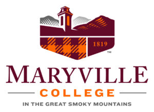 Logo for Maryville College shows mountains and building graphic with the year 1819 and the words, "in the Great Smoky Mountains."
