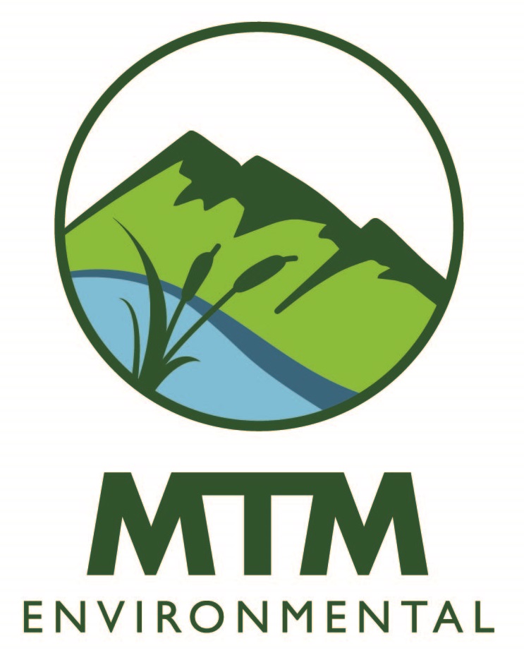 Green mountain graphic with a plant growing in the foreground with the logo MTM Environmental at the bottom.