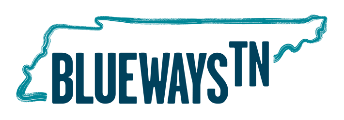 Blueways TN logo with graphic of state of Tennessee.