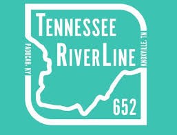 Tennessee Riverline logo with starting point in Paducah, KY and ending point in Knoxville, TN and the number 652 representing the miles it covers.