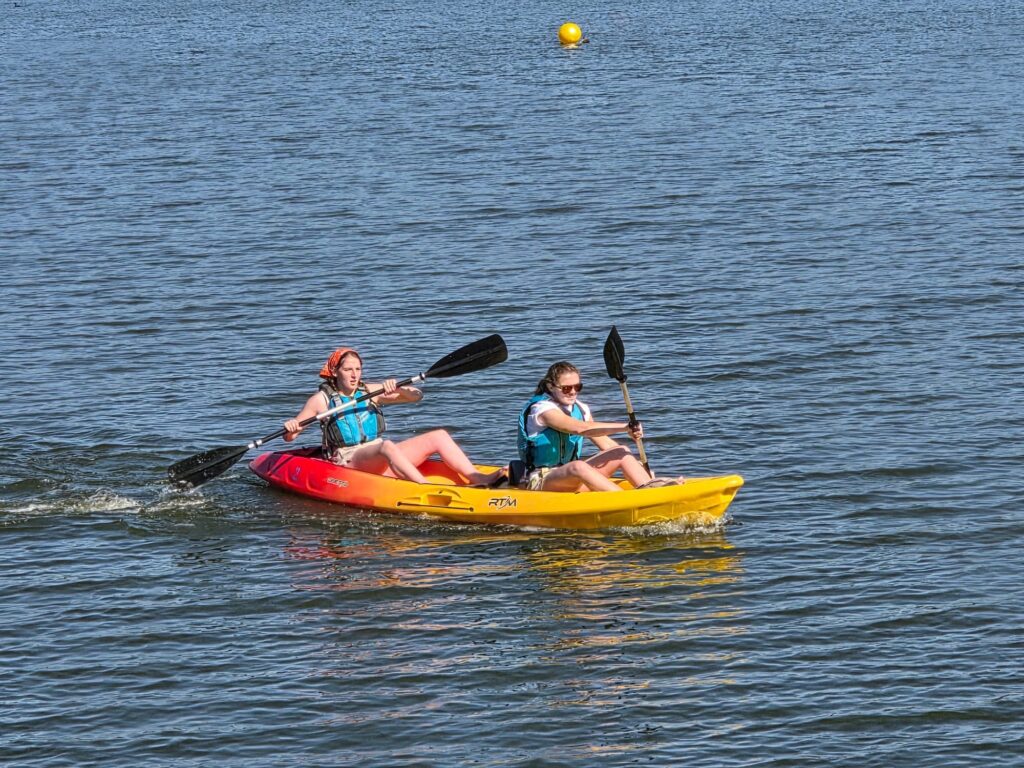 Two people kayaking near the University of Florida.