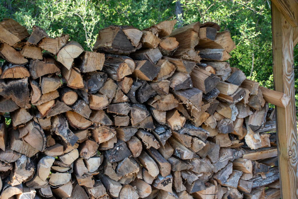 A stack of firewood at the UT Arboretum.