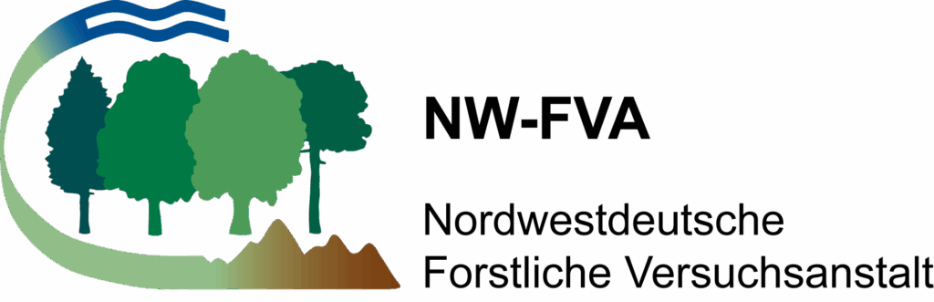Nordwestdeutsche Forstliche Versuchsanstalt logo with graphic of trees and mountains.