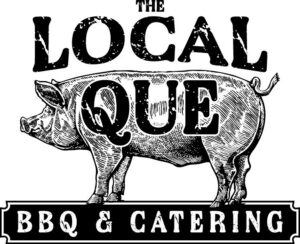 The Local Que logo with a graphic of a pic saying BBQ and catering.
